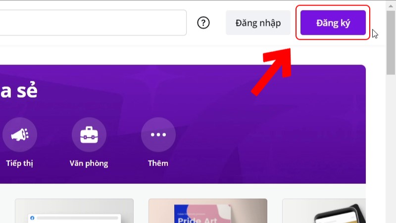 Cần đăng ký/ đăng nhập trước khi sử dụng Canva
